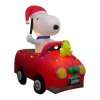 Snoopy in Car with Woodstock Christmas Inflatable